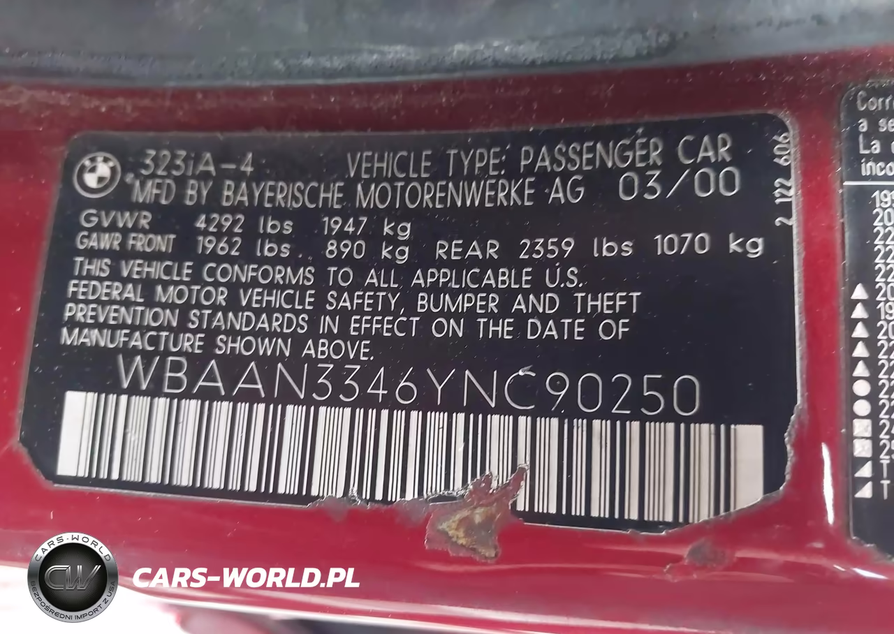 2000 BMW 323I VIN:WBAAN3346YNC90250 - 9