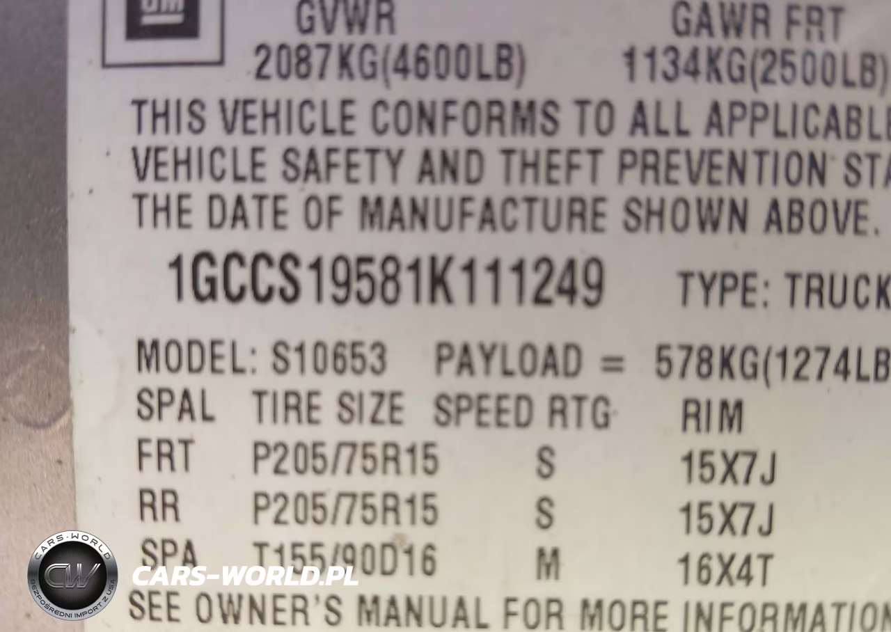 2001 Chevrolet S-10 Ls VIN:1GCCS19581K111249 - 9