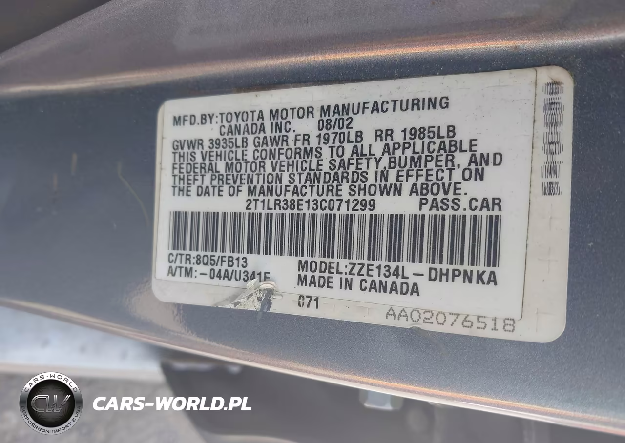 2003 Toyota Matrix Xr VIN:2T1LR38E13C071299 - 9