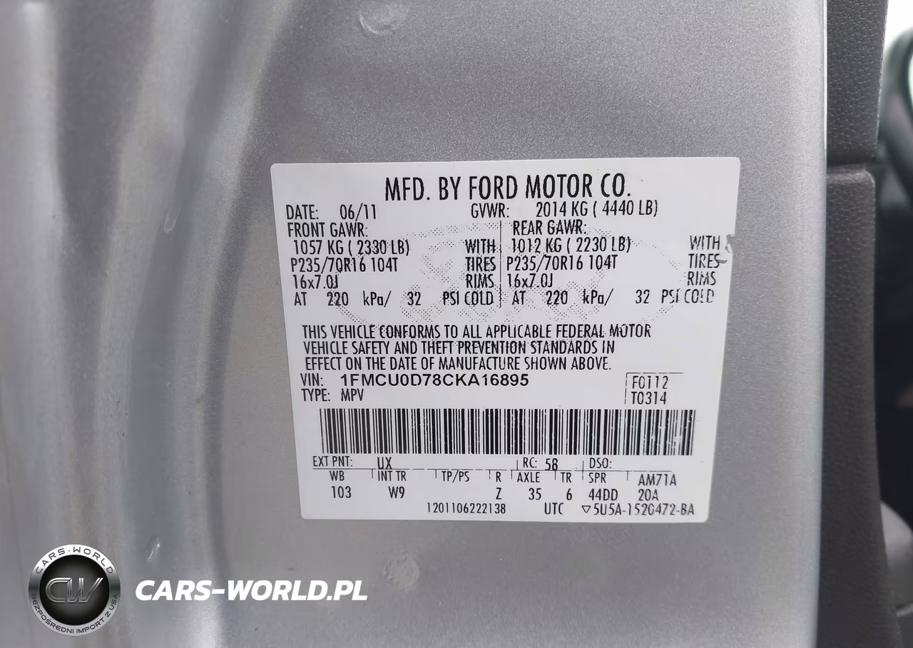 2012 Ford Escape Xlt VIN:1FMCU0D78CKA16895 - 9