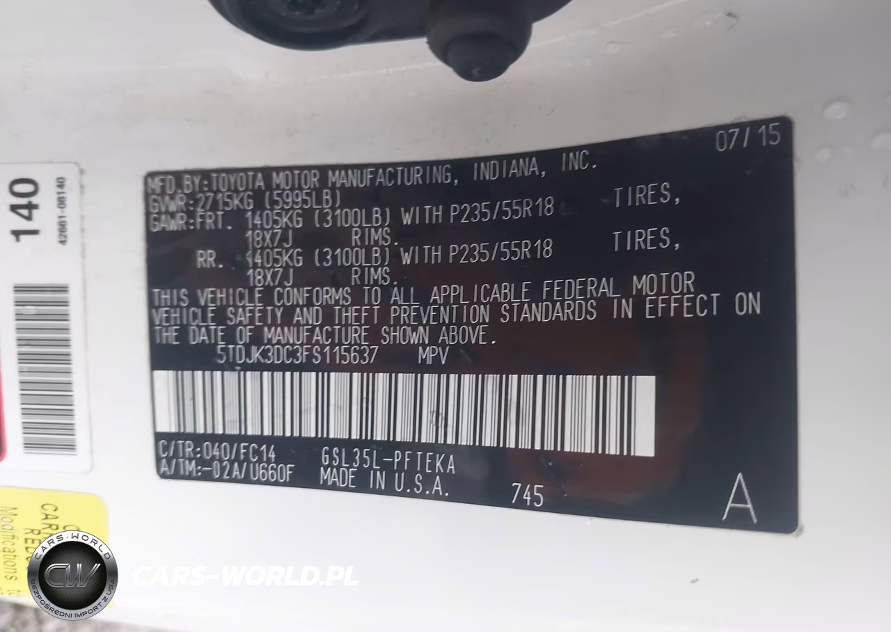 2015 Toyota Sienna Le 7 Passenger VIN:5TDJK3DC3FS115637 - 9