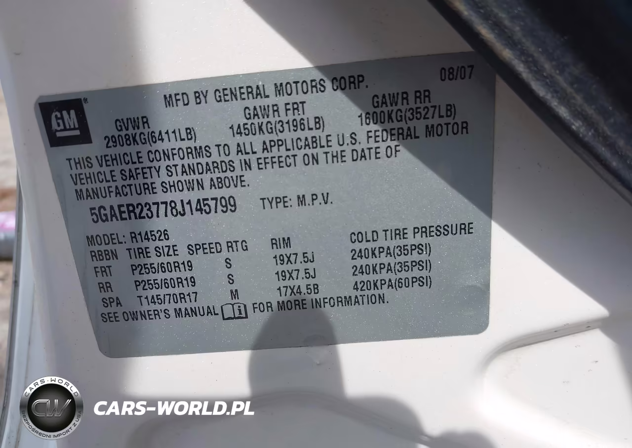 2008 Buick Enclave Cxl VIN:5GAER23778J145799 - 9