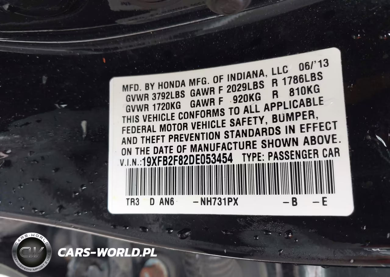 2013 Honda Civic Ex VIN:19XFB2F82DE053454 - 9