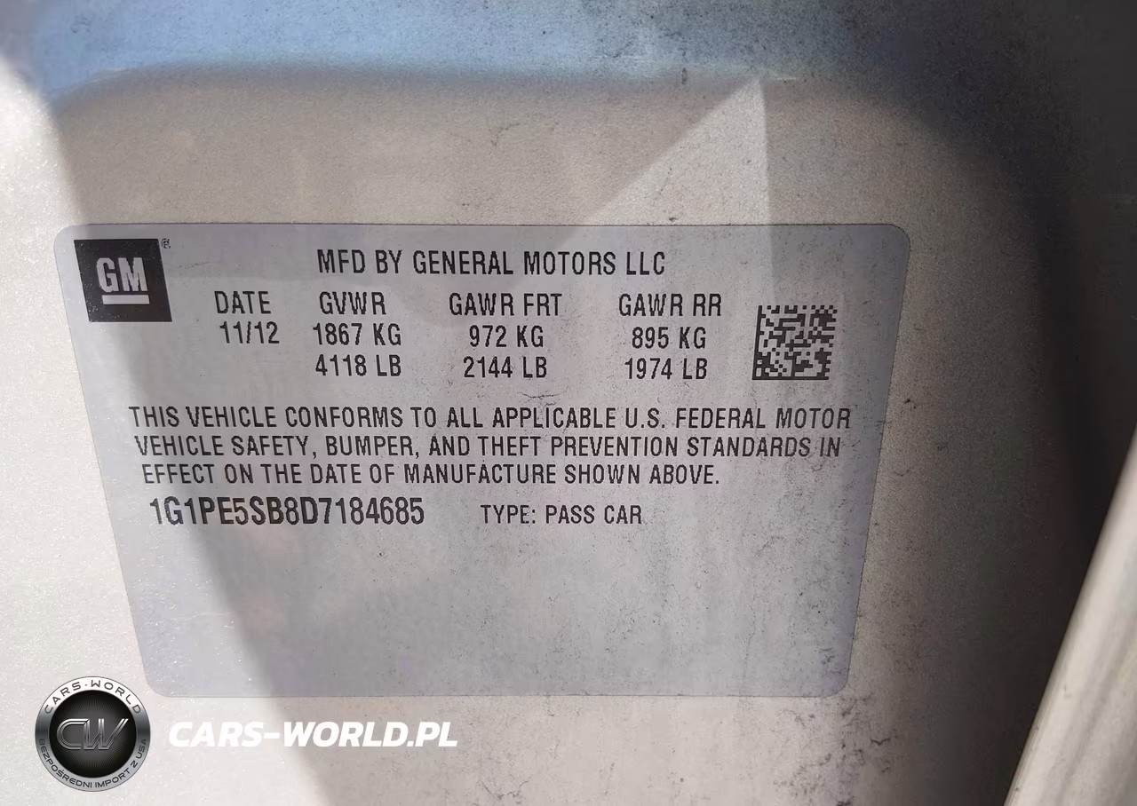 2013 Chevrolet Cruze 2Lt Auto VIN:1G1PE5SB8D7184685 - 9