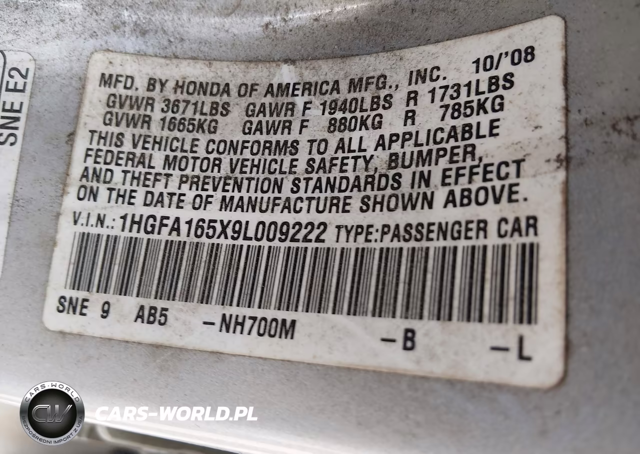 2009 Honda Civic Lx VIN:1HGFA165X9L009222 - 9