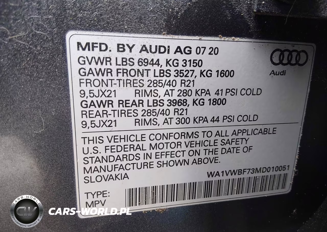 2021 Audi Sq7 Prestige Tfsi Quattro Tiptronic VIN:WA1VWBF73MD010051 - 9