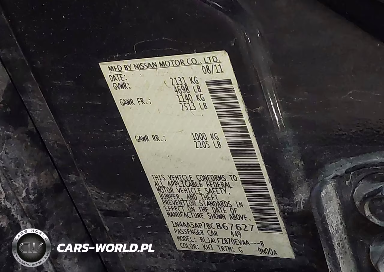 2011 Nissan Maxima 3.5 Sv VIN:1N4AA5AP2BC867627 - 9