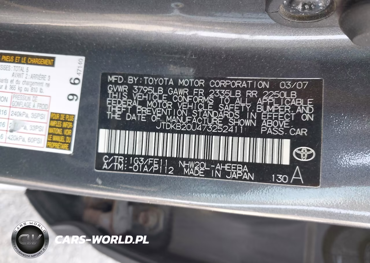 2007 Toyota Prius Touring VIN:JTDKB20U473252411 - 9
