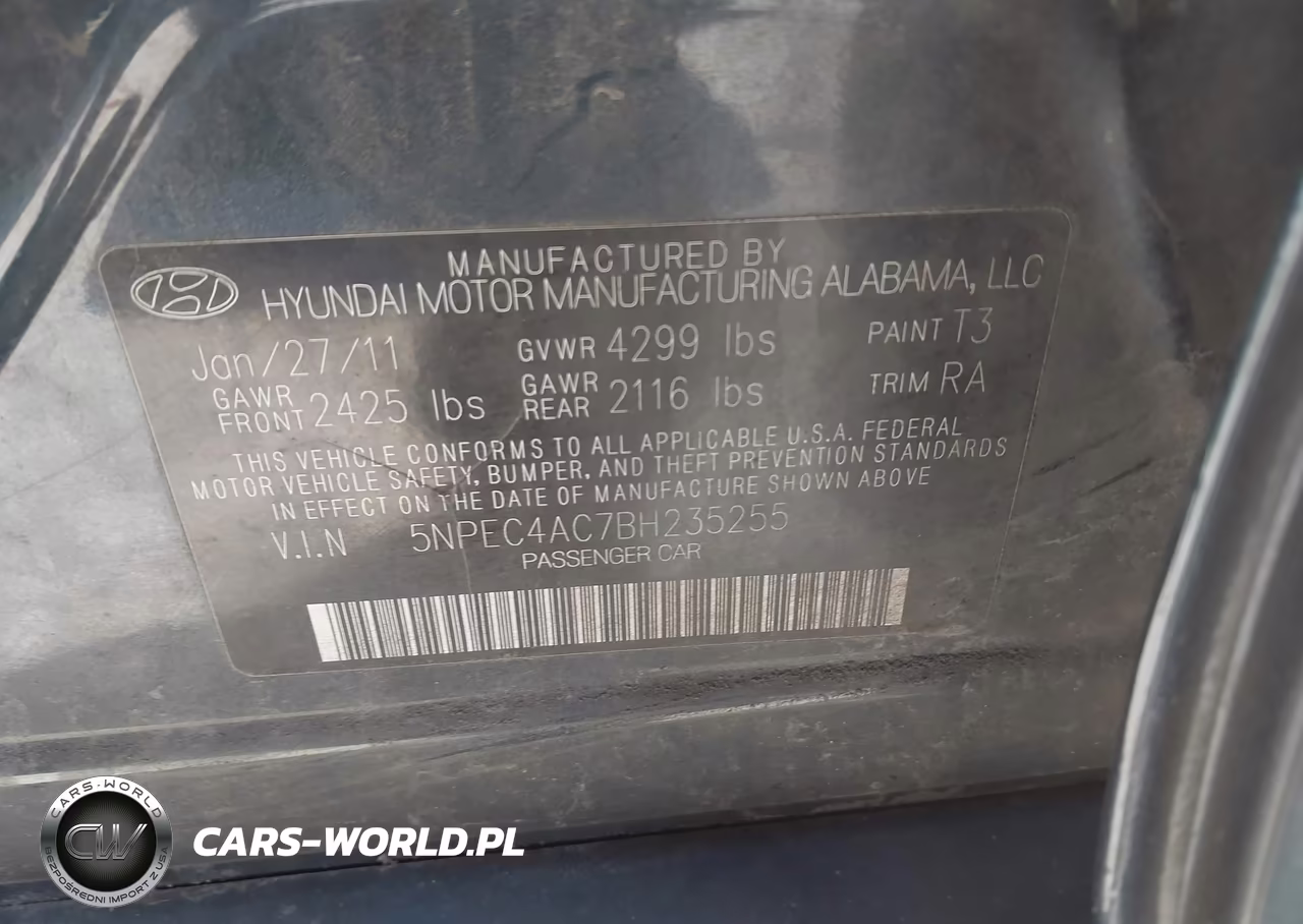 2011 Hyundai Sonata Limited VIN:5NPEC4AC7BH235255 - 9