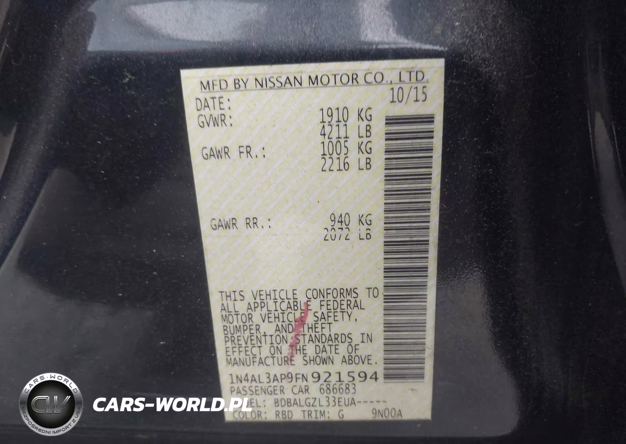 2015 Nissan Altima 2.5 S VIN:1N4AL3AP9FN921594 - 9