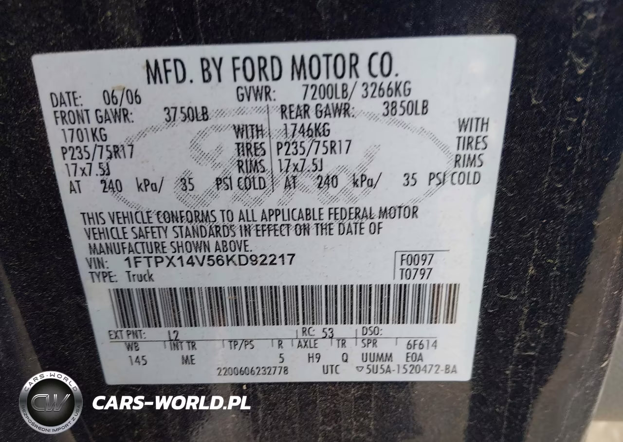 2006 Ford F-150 Fx4-Lariat-Xl-Xlt VIN:1FTPX14V56KD92217 - 9