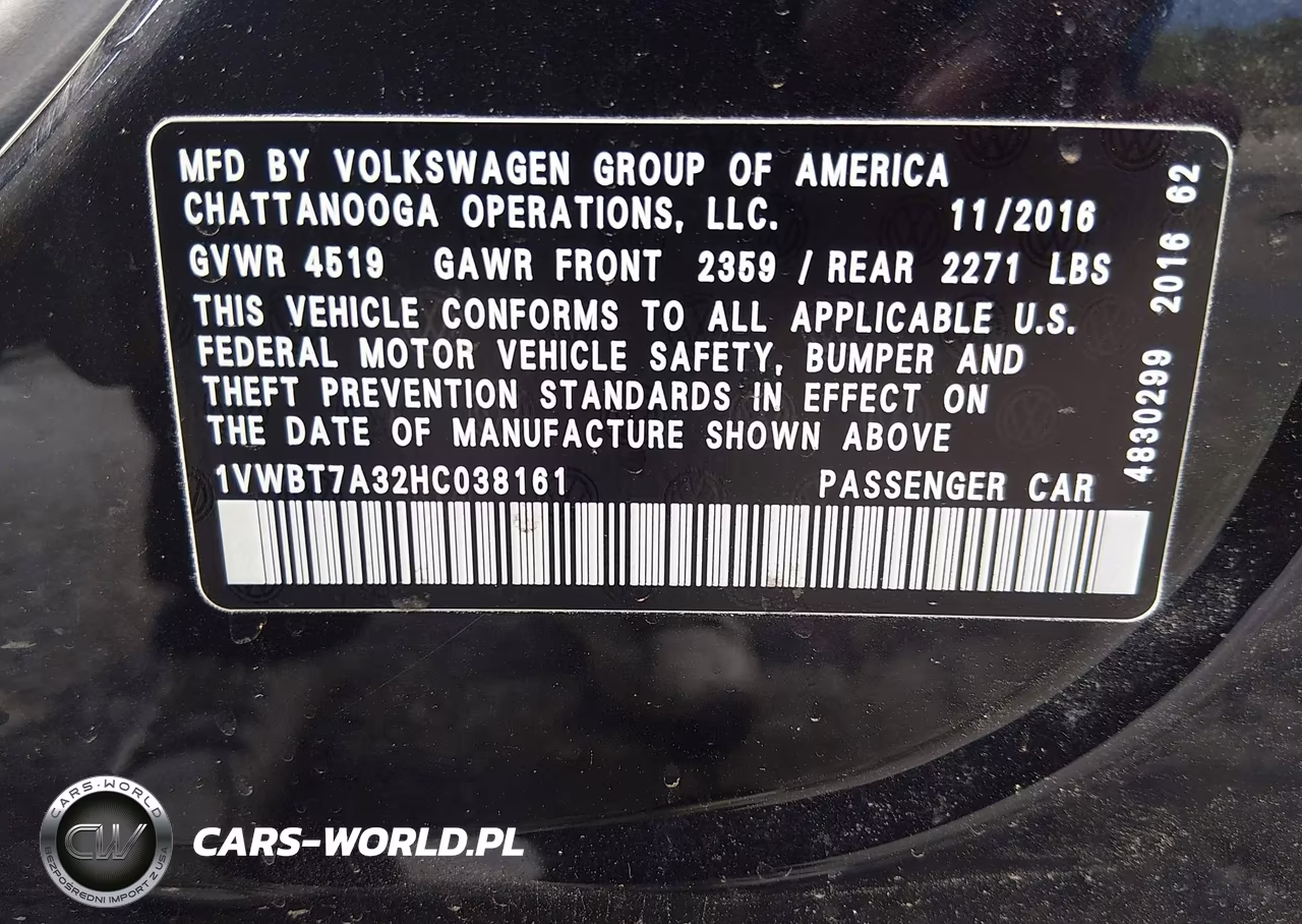 2017 Volkswagen Passat 1.8T Se VIN:1VWBT7A32HC038161 - 9