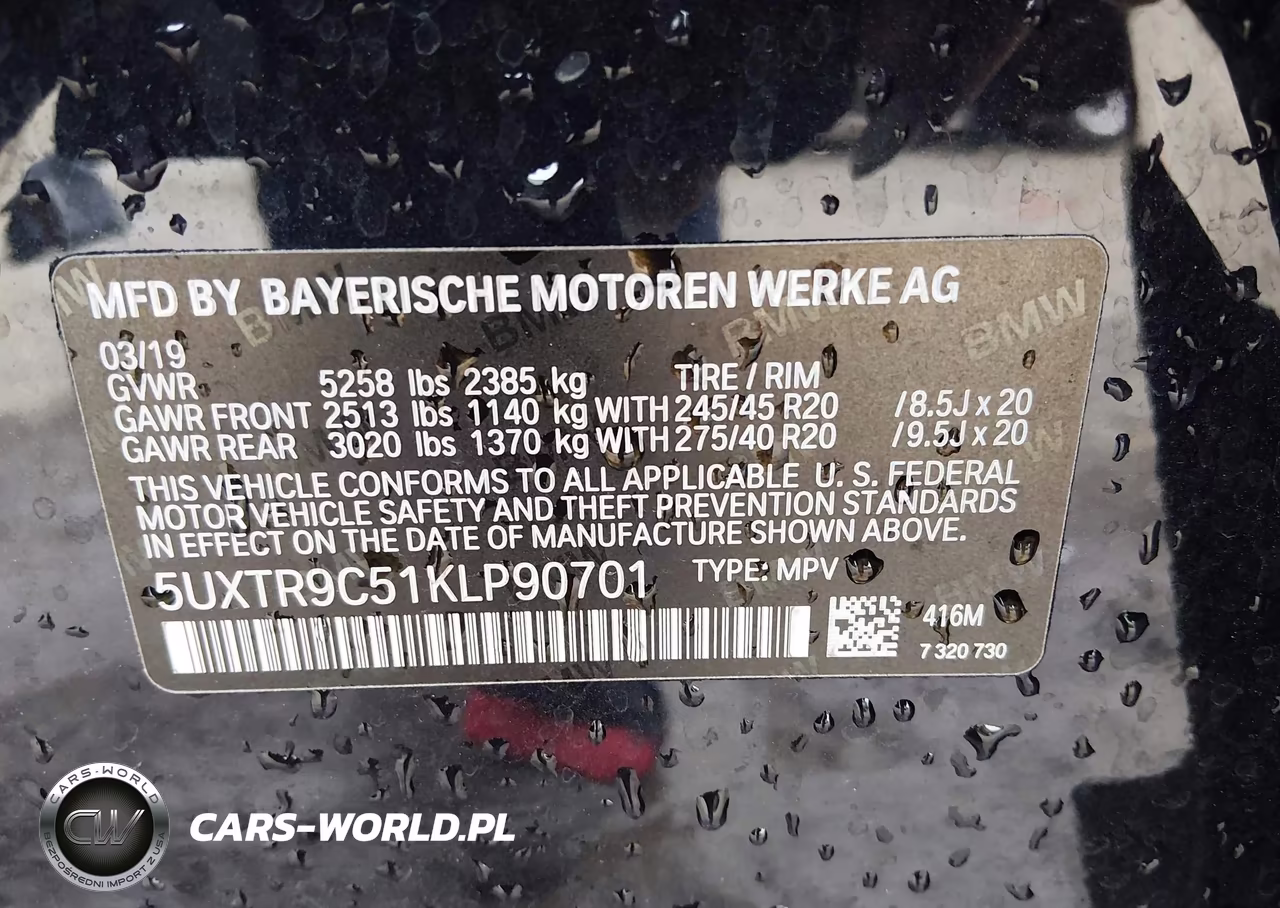 2019 BMW X3 xDrive30I VIN:5UXTR9C51KLP90701 - 9