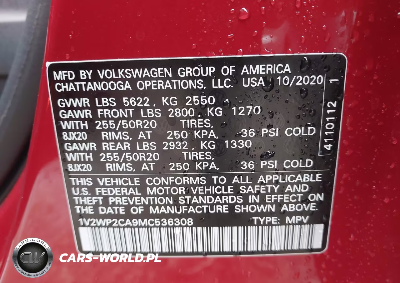 2021 Volkswagen Atlas 2.0T Se W-Technology VIN:1V2WP2CA9MC536308 - 9
