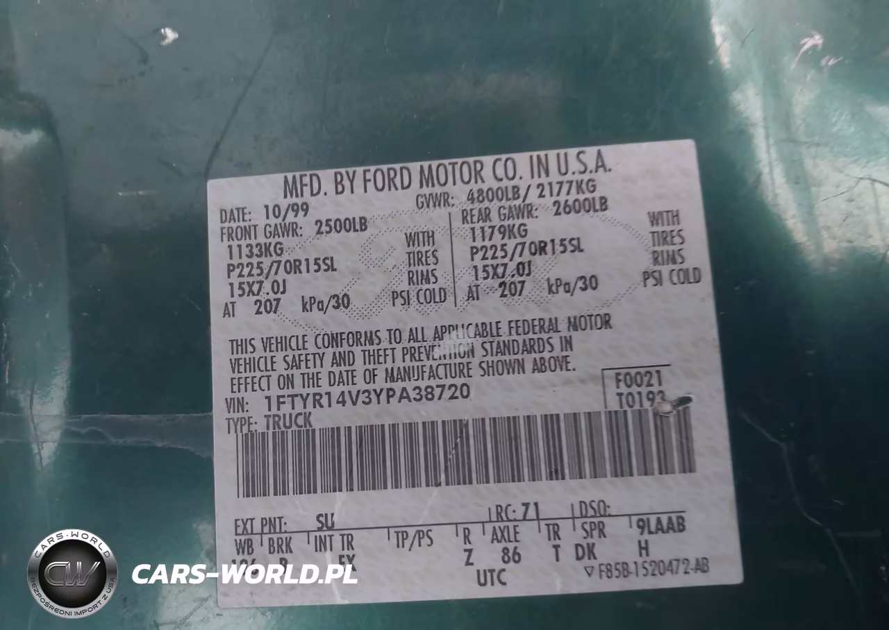 2000 Ford Ranger Xl-Xlt VIN:1FTYR14V3YPA38720 - 9