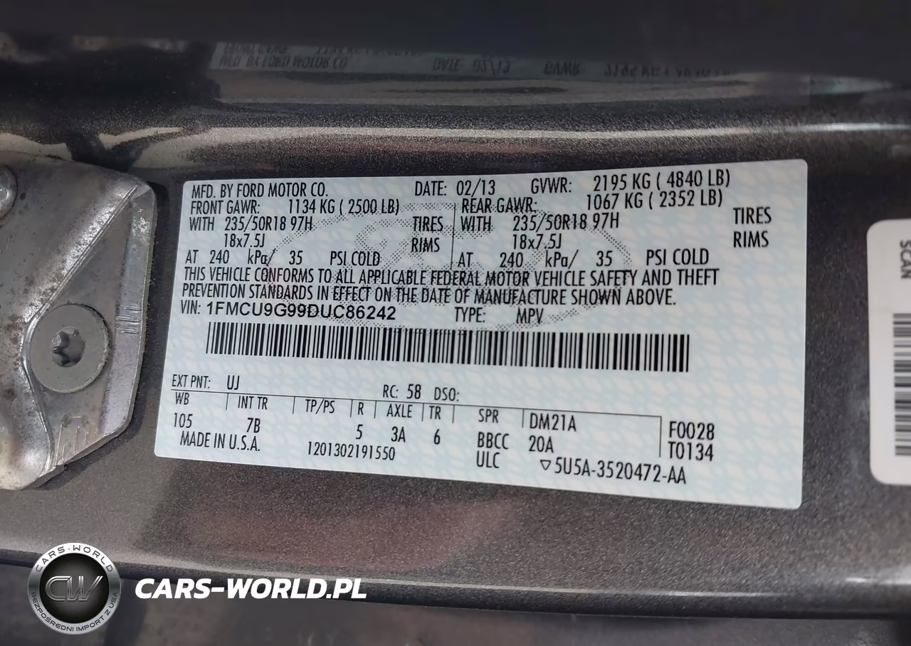 2013 Ford Escape Se VIN:1FMCU9G99DUC86242 - 9