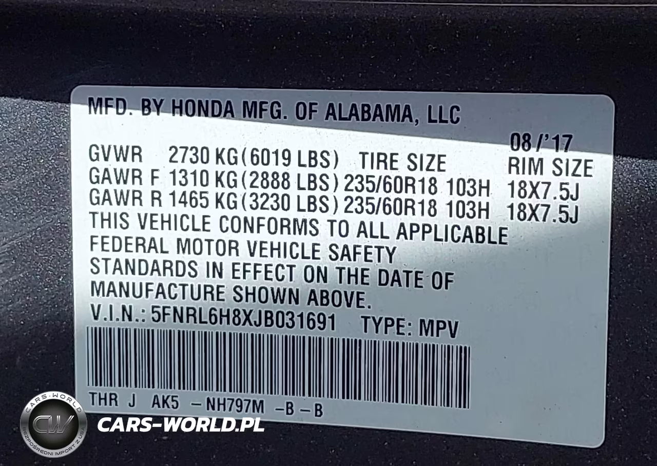 2018 Honda Odyssey Touring VIN:5FNRL6H8XJB031691 - 9