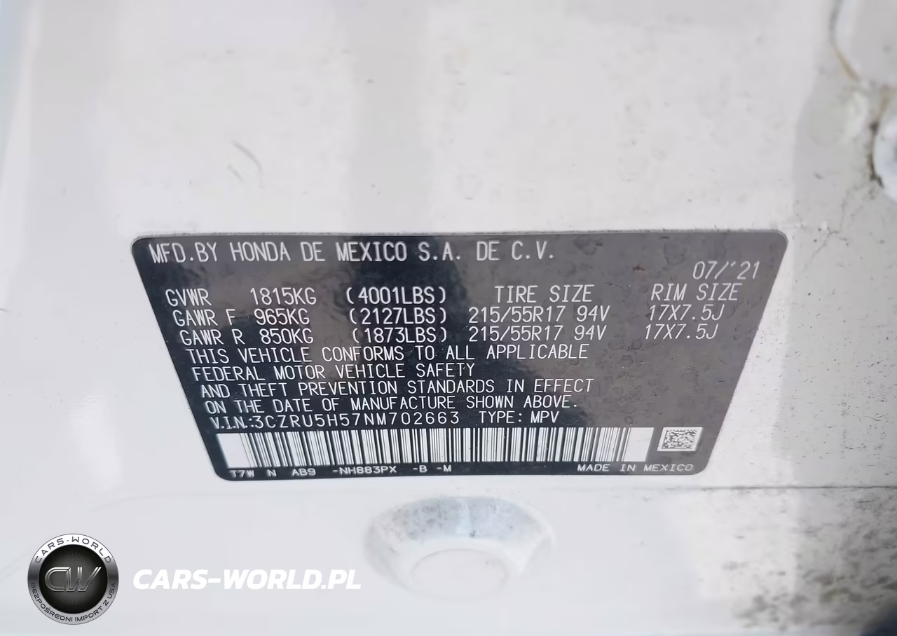 2022 Honda Hr-V 2Wd Ex VIN:3CZRU5H57NM702663 - 9