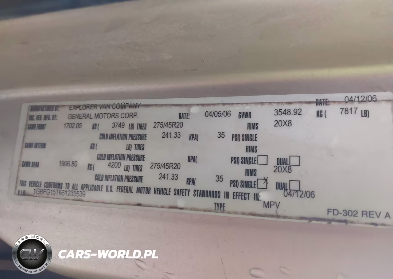 2006 Chevrolet Express Upfitter VIN:1GBFG15T661235539 - 9