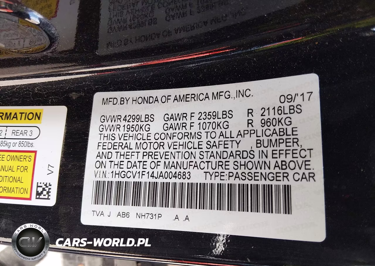 2018 Honda Accord Lx VIN:1HGCV1F14JA004683 - 9