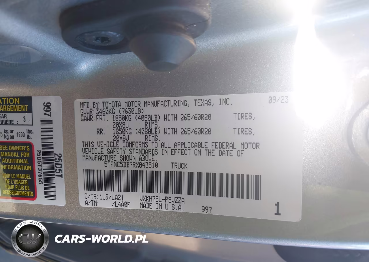 2024 Toyota Tundra Hybrid Platinum 4Wd VIN:5TFNC5DB7RX043518 - 9