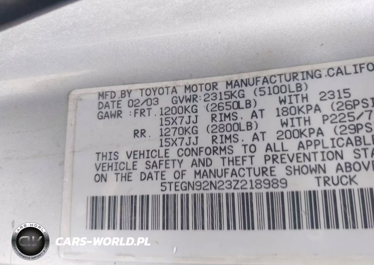 2003 Toyota Tacoma Prerunner V6 VIN:5TEGN92N23Z218989 - 9
