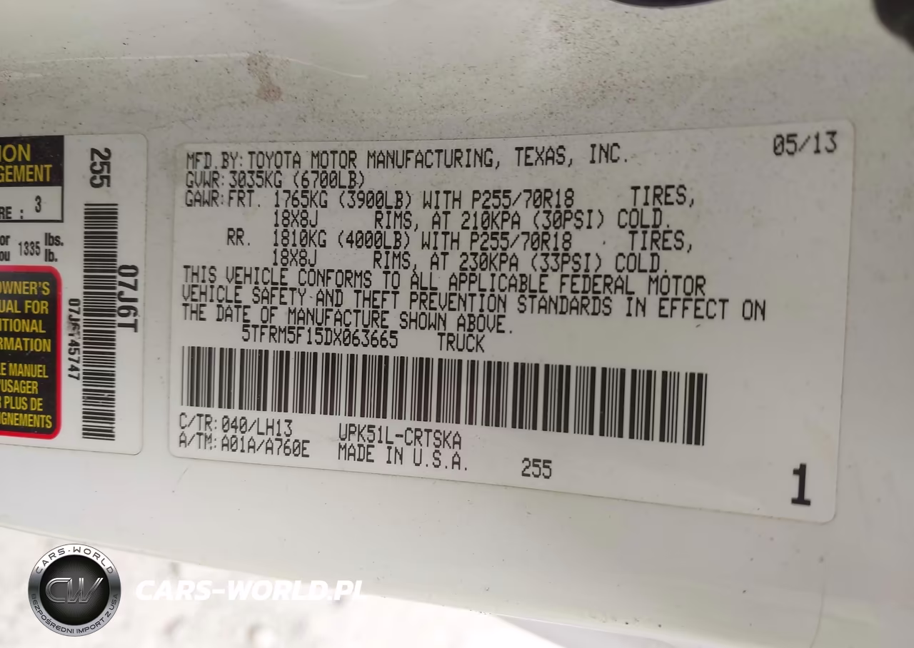 2013 Toyota Tundra Grade 4.6L V8 VIN:5TFRM5F15DX063665 - 9