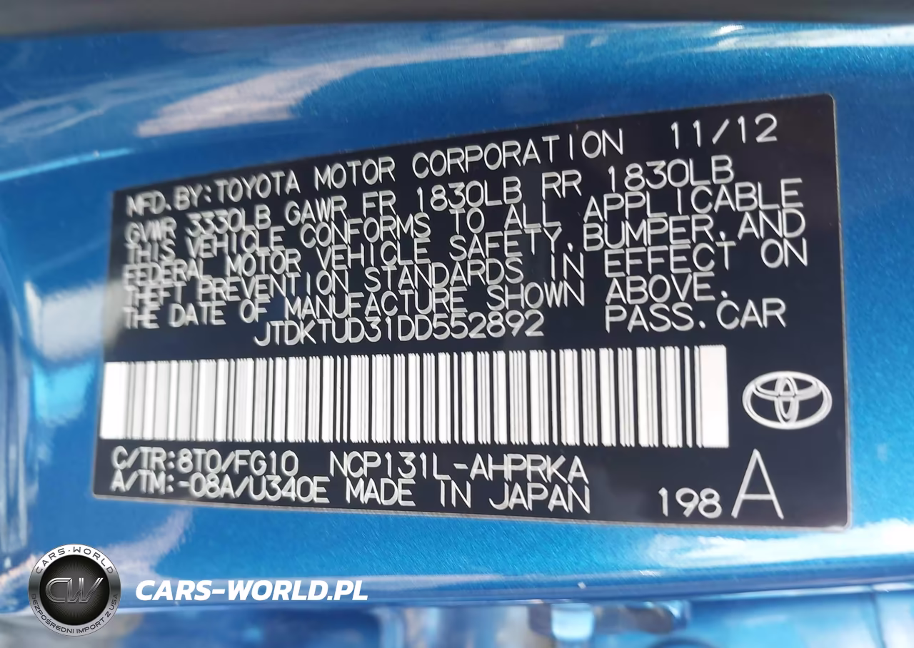 2013 Toyota Yaris L VIN:JTDKTUD31DD552892 - 9