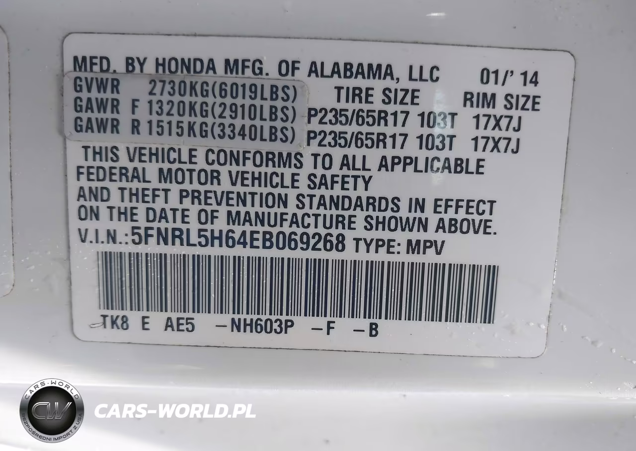 2014 Honda Odyssey Ex-L VIN:5FNRL5H64EB069268 - 9