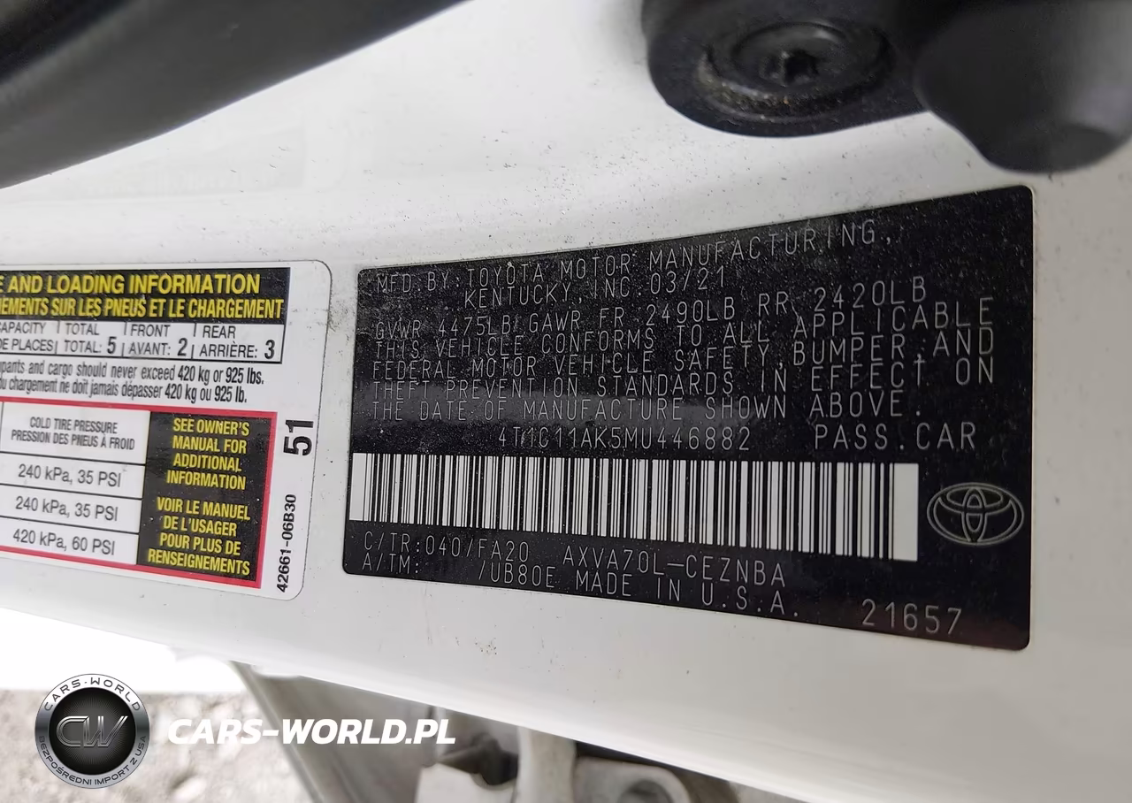 2021 Toyota Camry Le VIN:4T1C11AK5MU446882 - 9