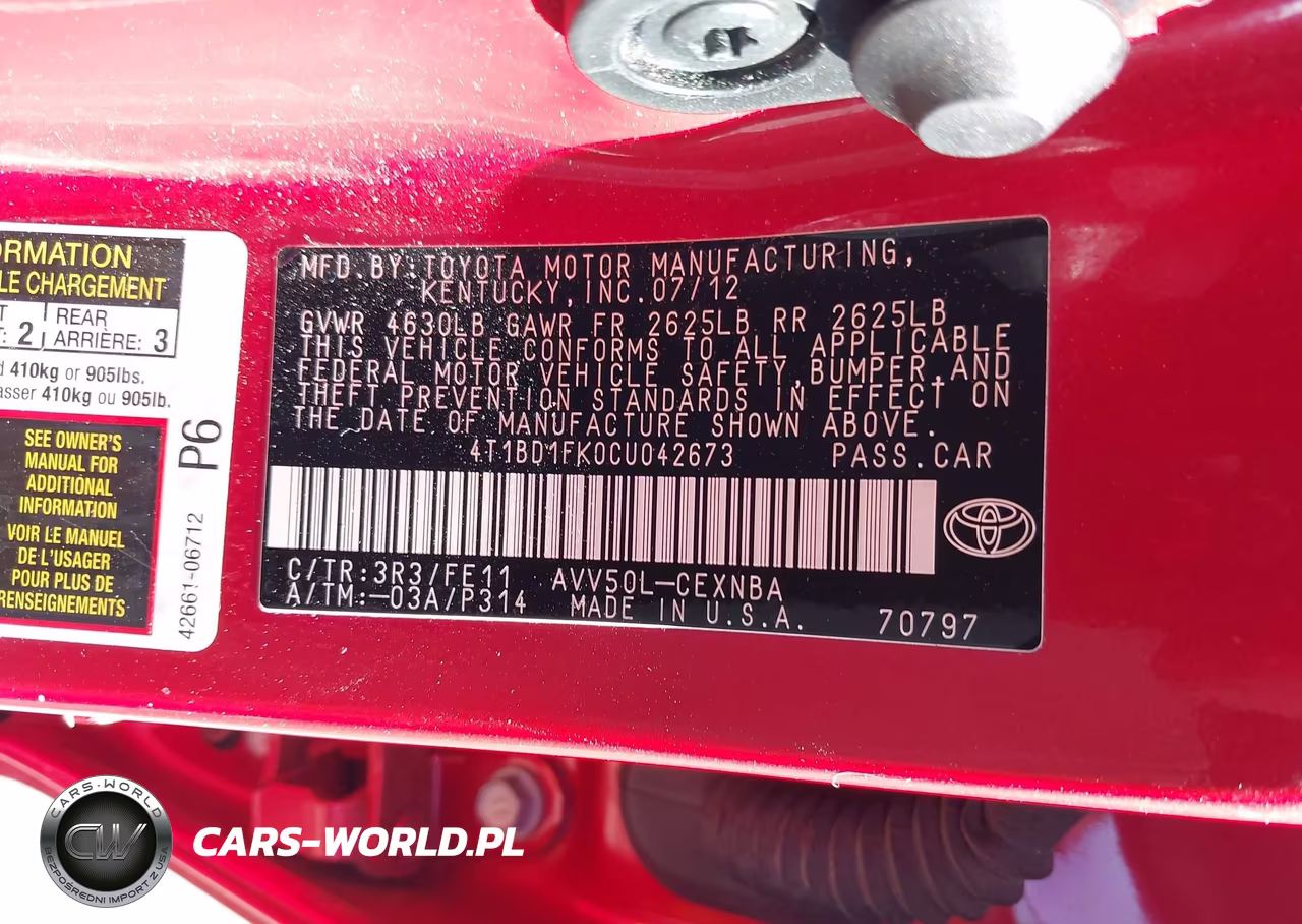 2012 Toyota Camry Hybrid Le VIN:4T1BD1FK0CU042673 - 9