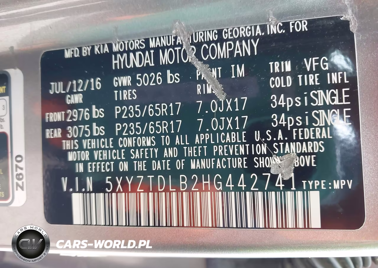 2017 Hyundai Santa Fe Sport 2.4L VIN:5XYZTDLB2HG442741 - 9