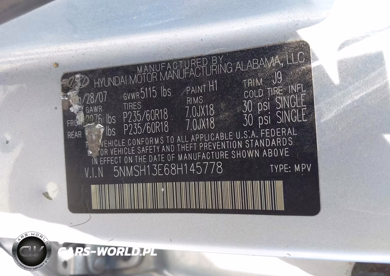 2008 Hyundai Santa Fe Limited-Se VIN:5NMSH13E68H145778 - 9