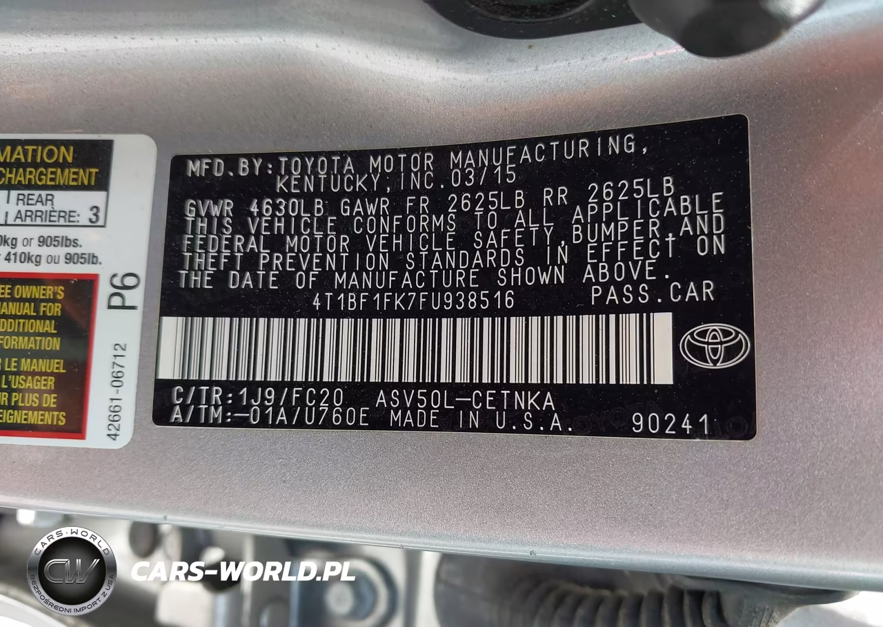 2015 Toyota Camry Le VIN:4T1BF1FK7FU938516 - 9