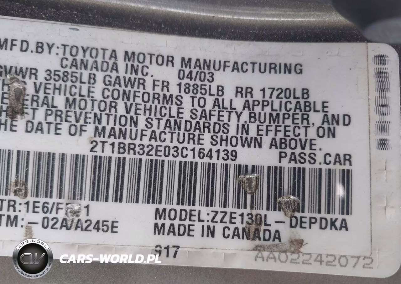 2003 Toyota Corolla Ce VIN:2T1BR32E03C164139 - 9