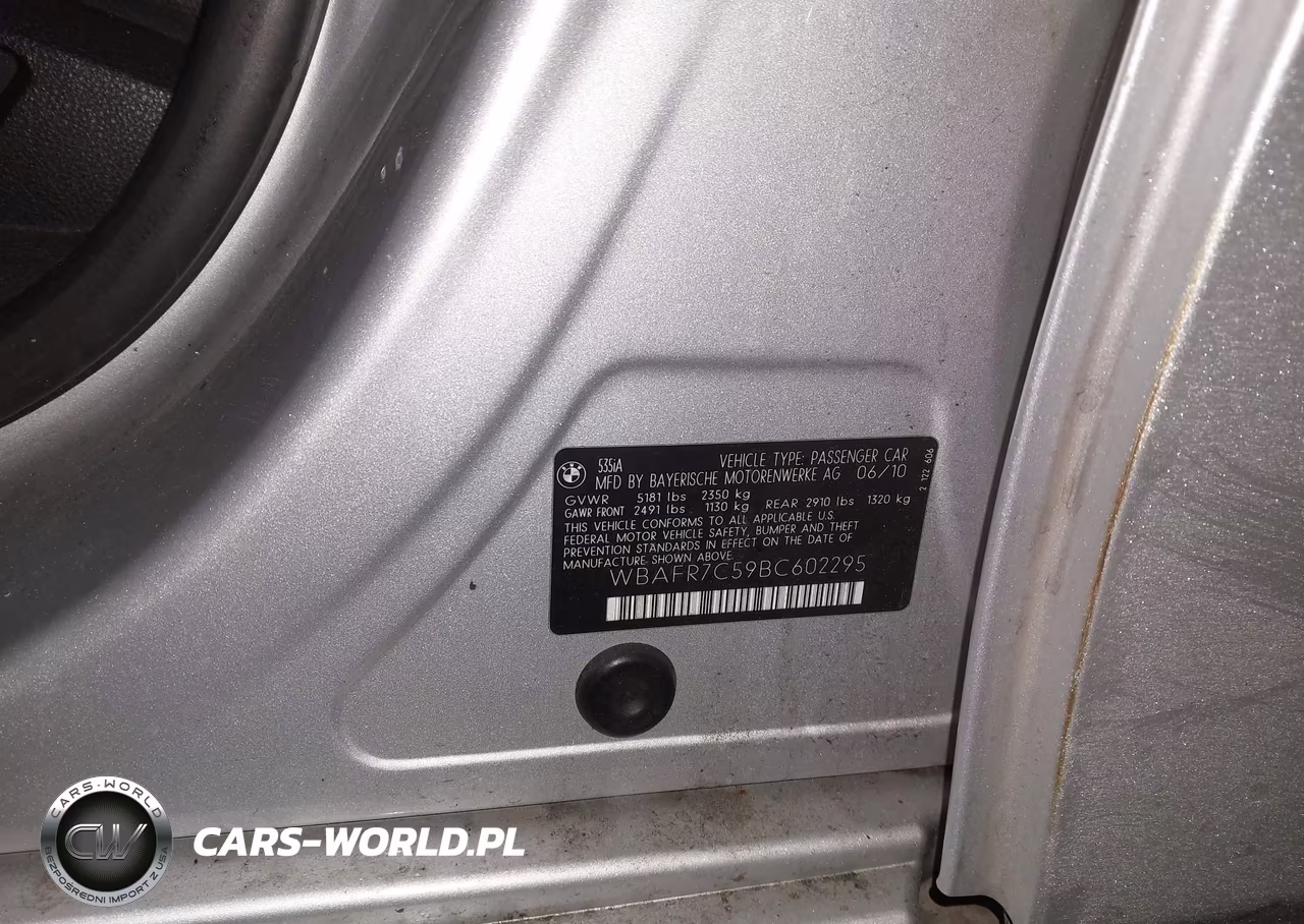 2011 BMW 535I VIN:WBAFR7C59BC602295 - 9