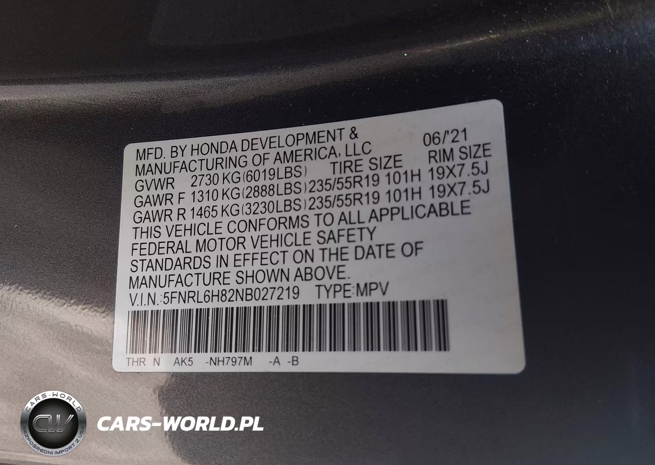 2022 Honda Odyssey Touring VIN:5FNRL6H82NB027219 - 9