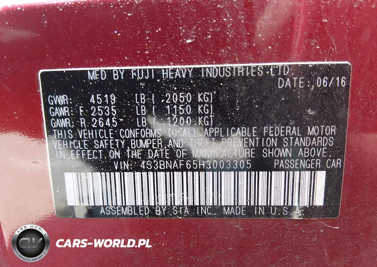 2017 Subaru Legacy 2.5I Premium VIN:4S3BNAF65H3003305 - 9
