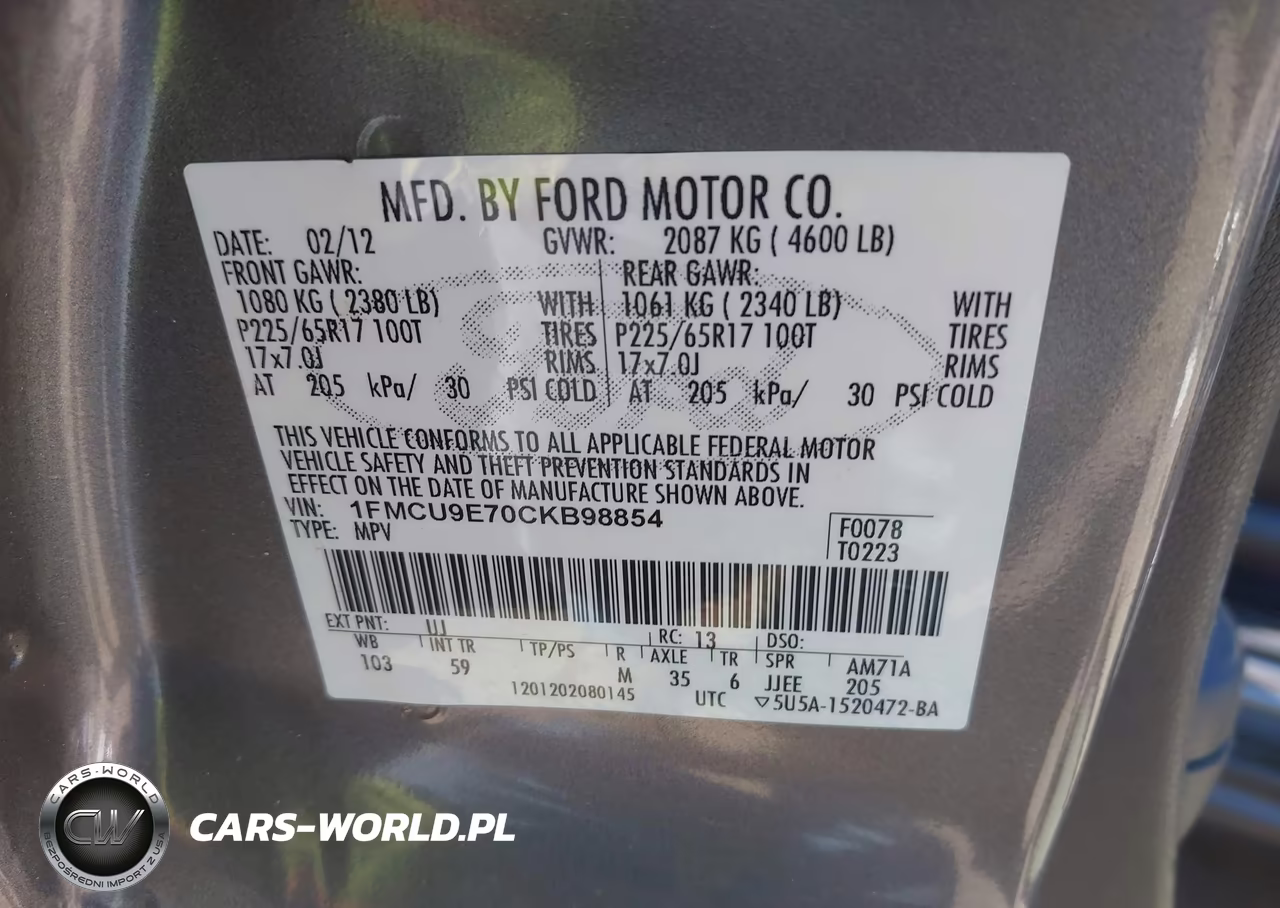 2012 Ford Escape Limited VIN:1FMCU9E70CKB98854 - 9