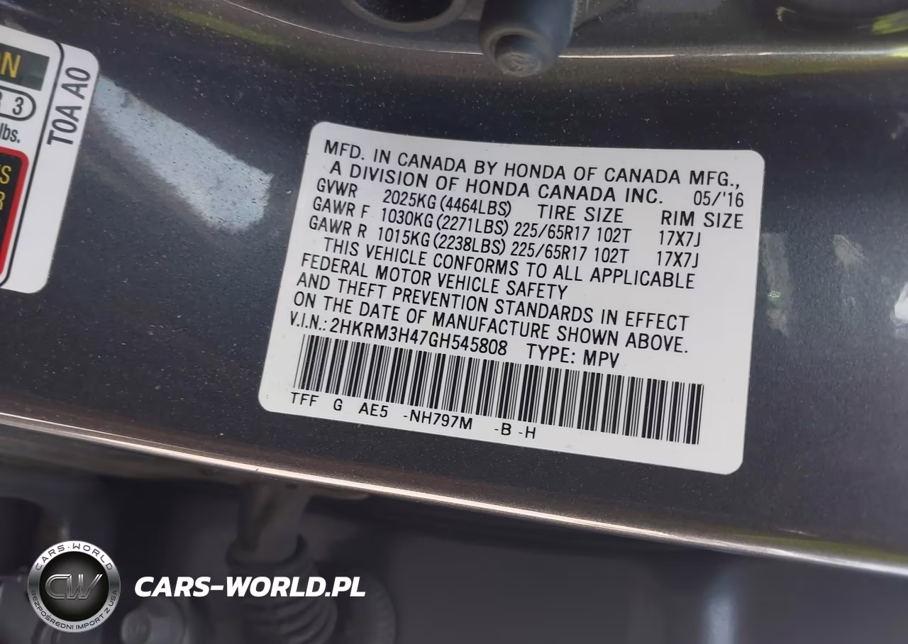 2016 Honda Cr-V Se VIN:2HKRM3H47GH545808 - 9
