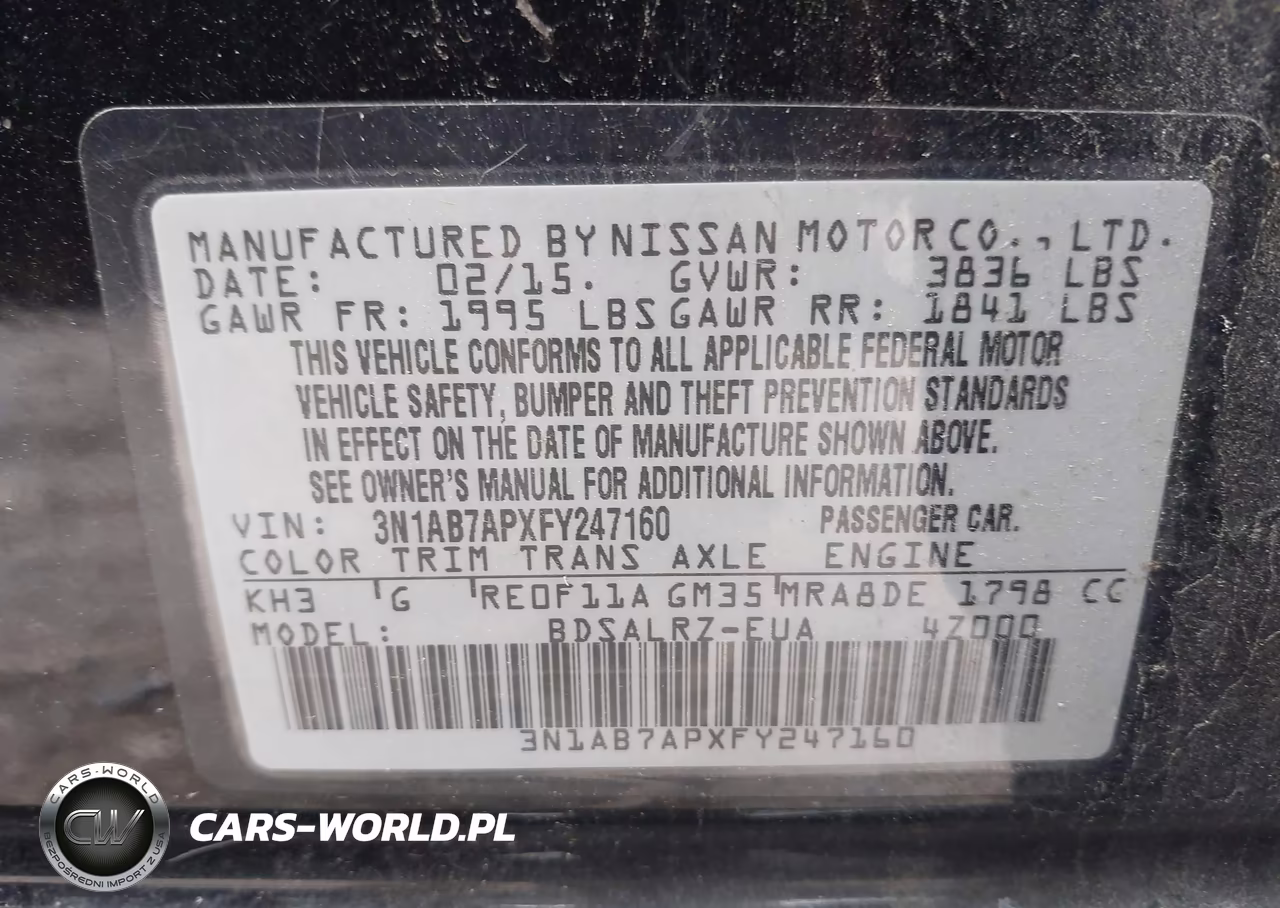 2015 Nissan Sentra Sr VIN:3N1AB7APXFY247160 - 9
