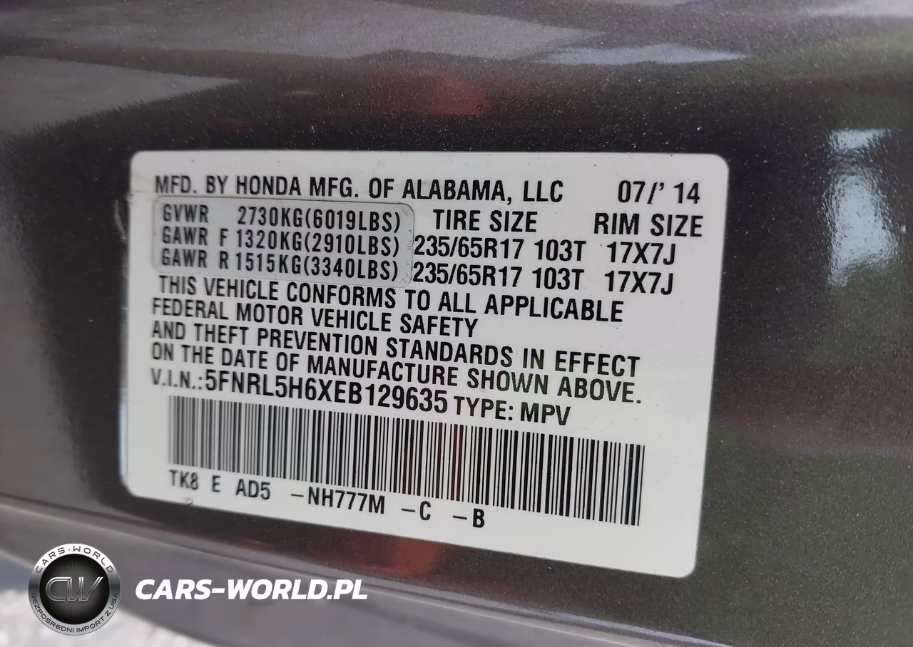 2014 Honda Odyssey Ex-L VIN:5FNRL5H6XEB129635 - 9
