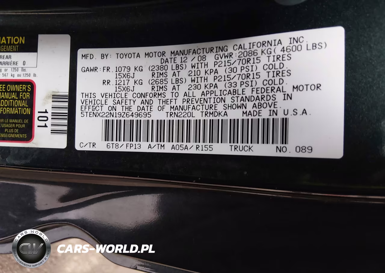 2009 Toyota Tacoma VIN:5TENX22N19Z649695 - 9