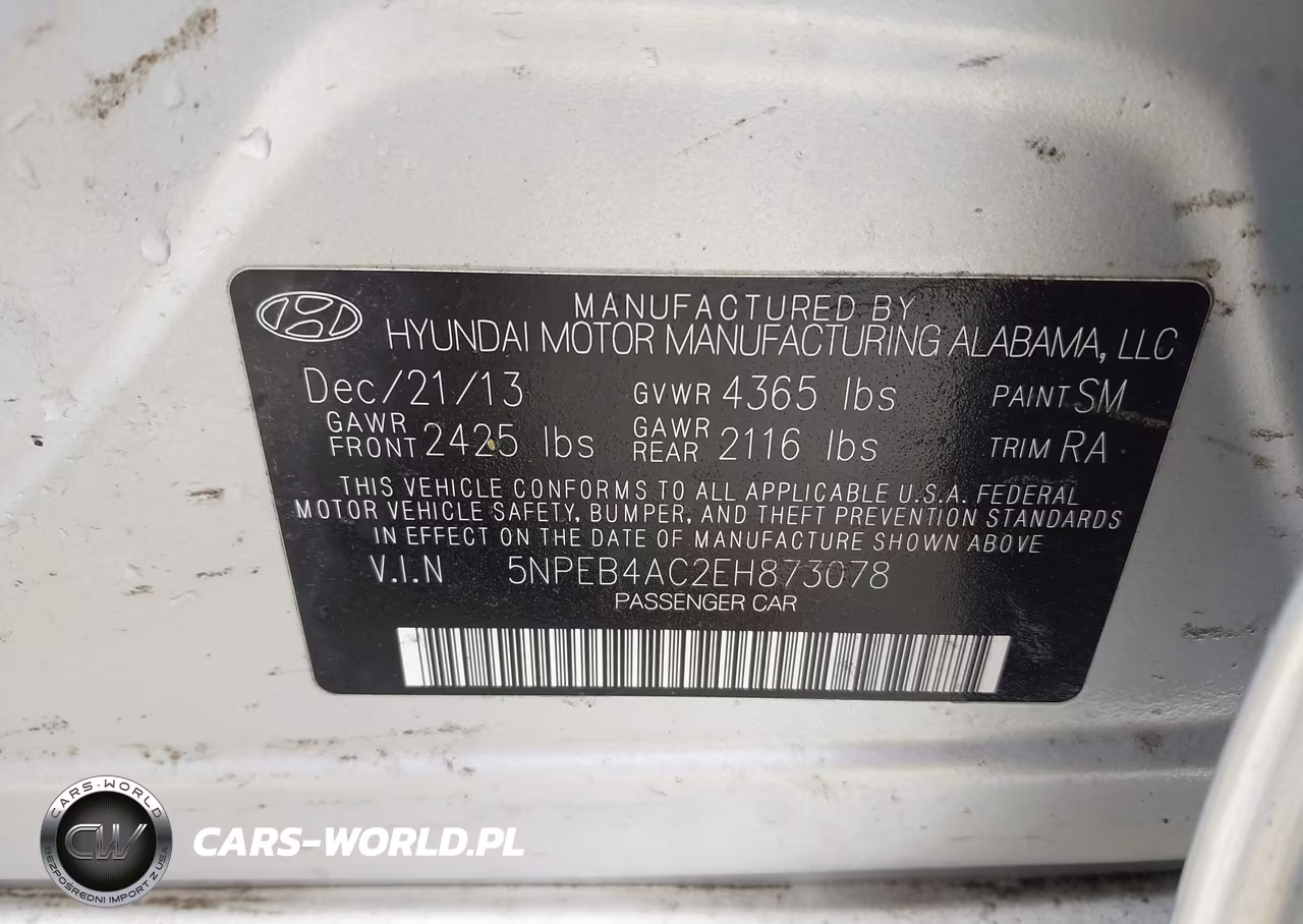 2014 Hyundai Sonata Gls VIN:5NPEB4AC2EH873078 - 9