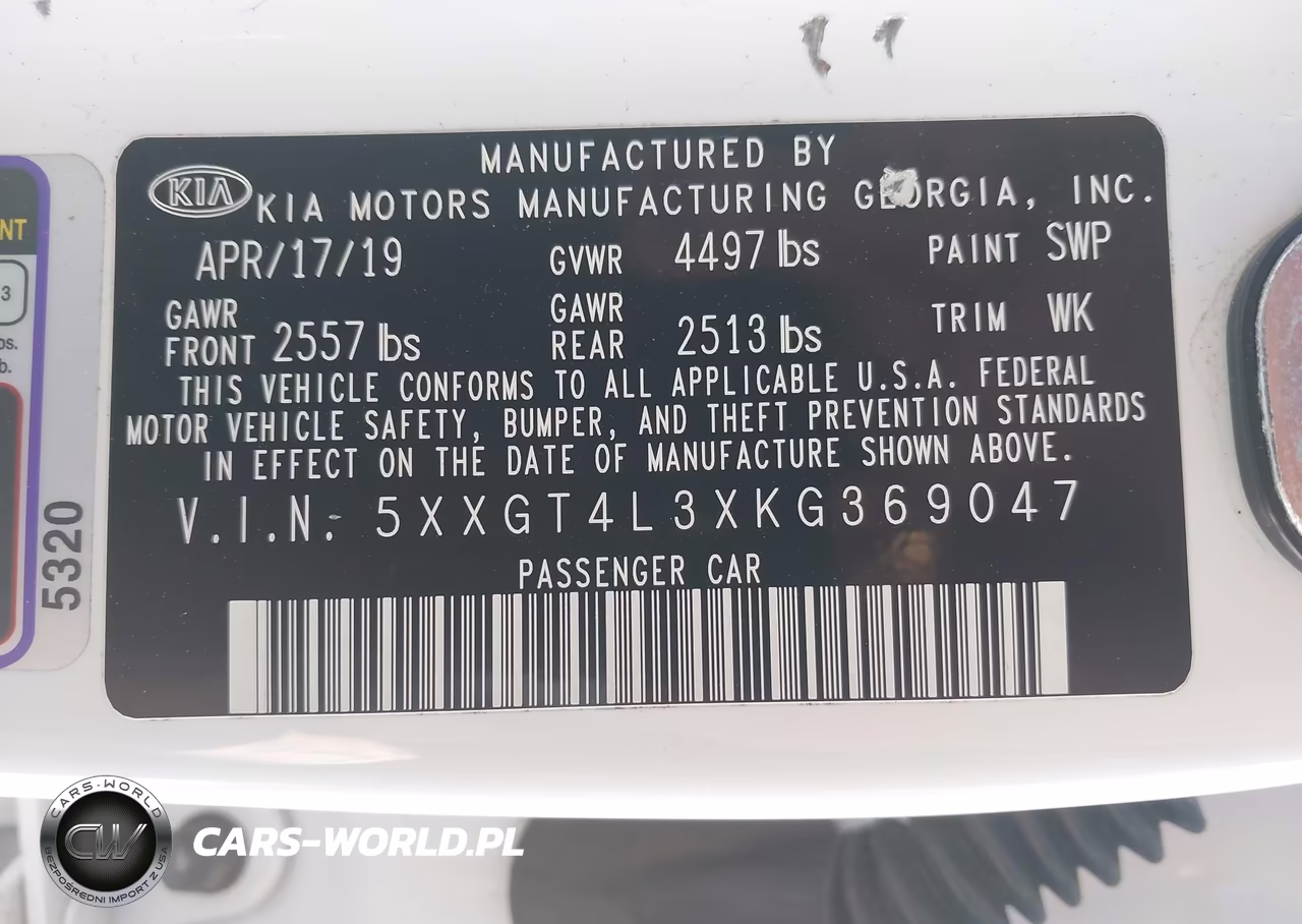 2019 Kia Optima S VIN:5XXGT4L3XKG369047 - 9