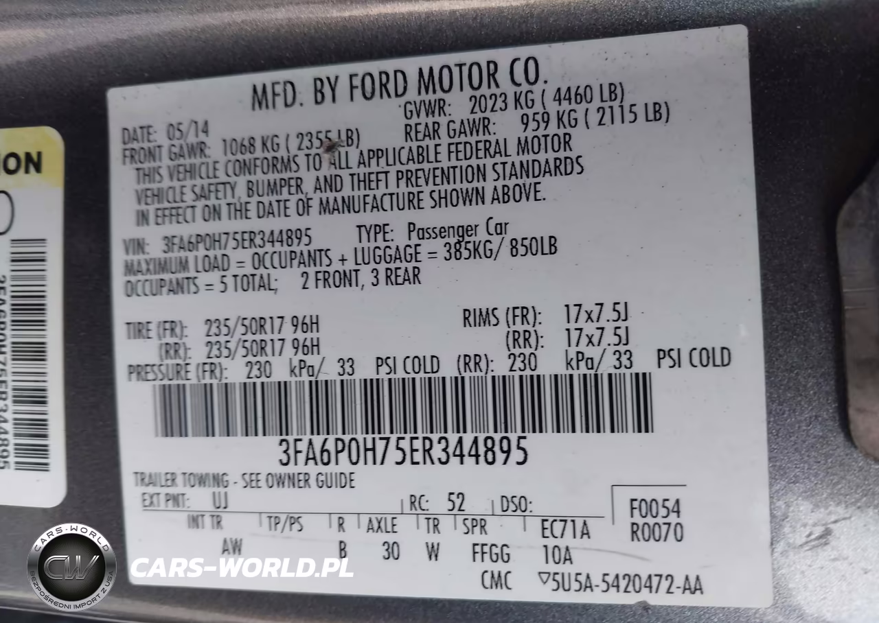 2014 Ford Fusion Se VIN:3FA6P0H75ER344895 - 9
