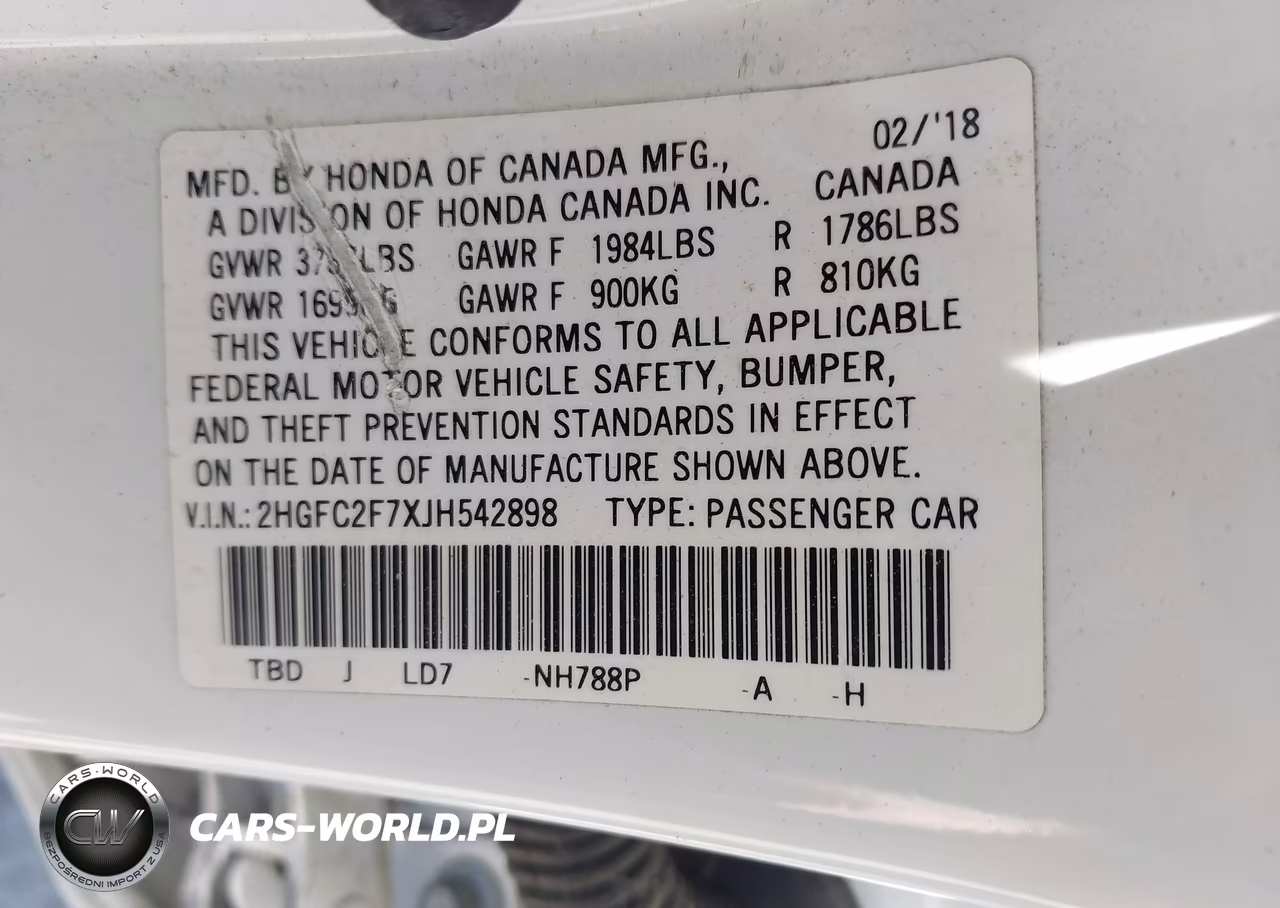 2018 Honda Civic Ex VIN:2HGFC2F7XJH542898 - 9