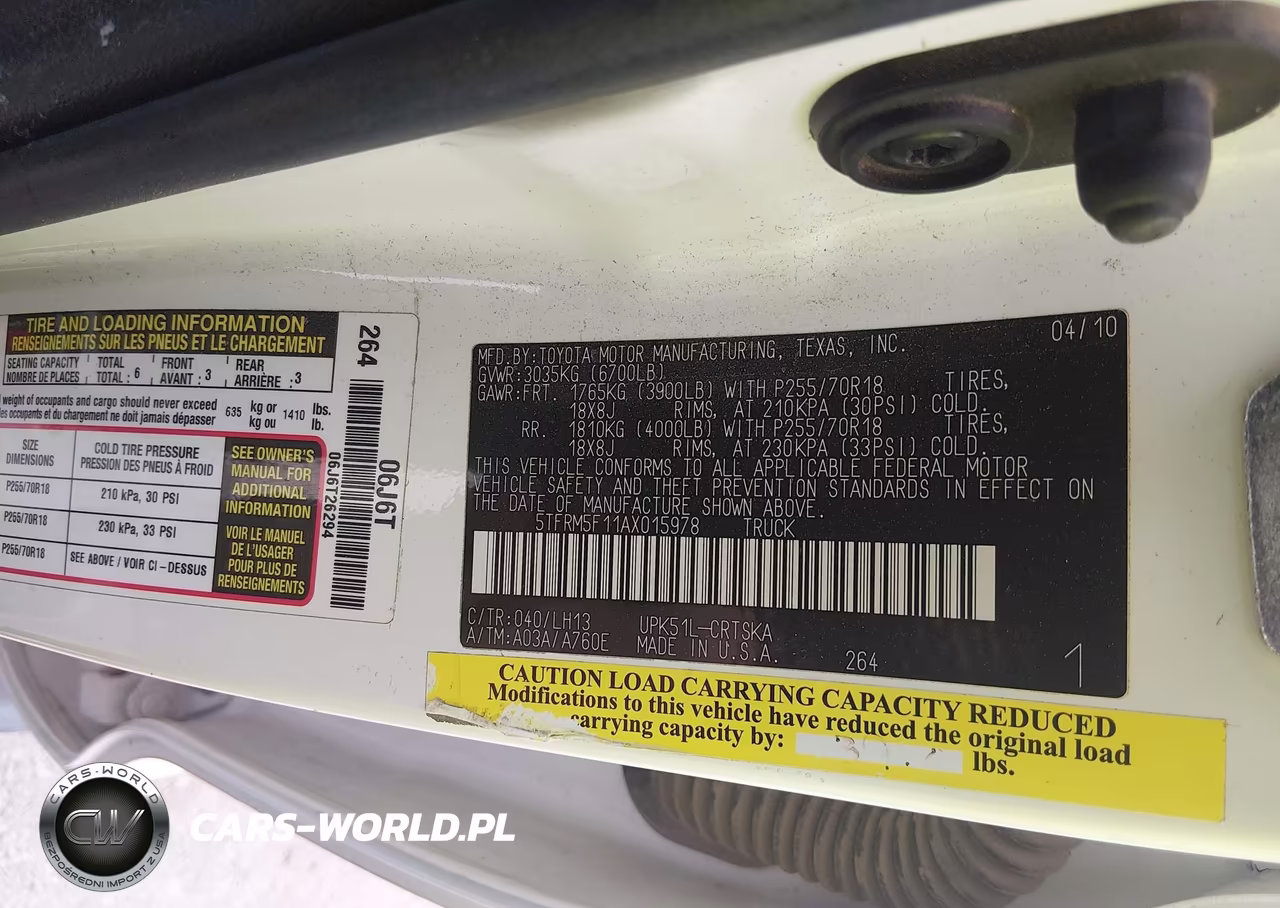 2010 Toyota Tundra Grade 4.6L V8 VIN:5TFRM5F11AX015978 - 9