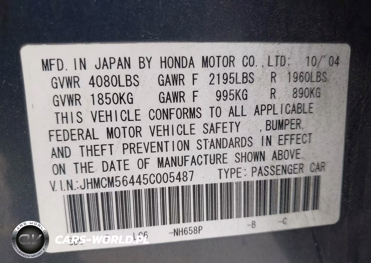 2005 Honda Accord 2.4 Lx VIN:JHMCM56445C005487 - 9
