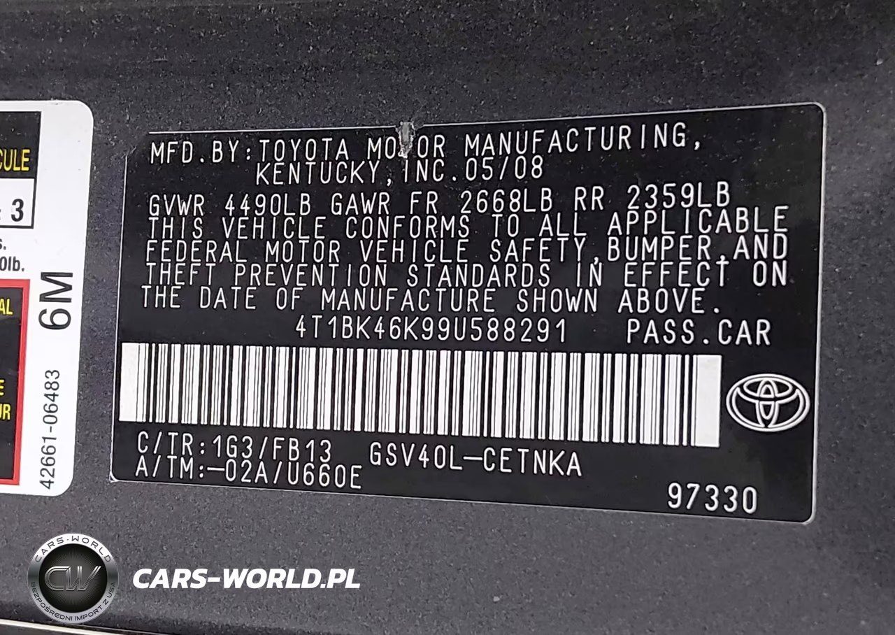 2009 Toyota Camry Le V6 VIN:4T1BK46K99U588291 - 9